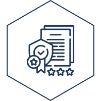 Certificate with ribbon and stars icon.